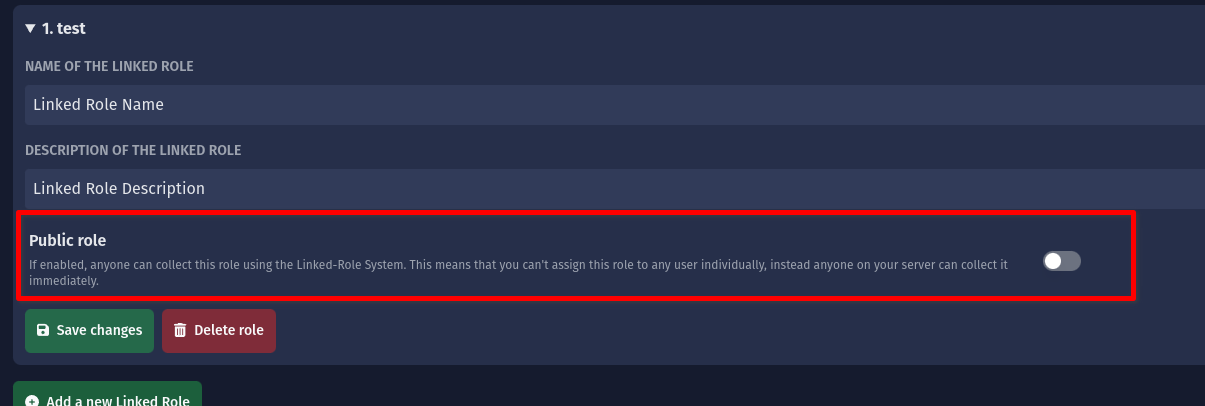 Dieser Screenshot zeigt, wo die Option „Öffentliche Rolle“ zu finden ist